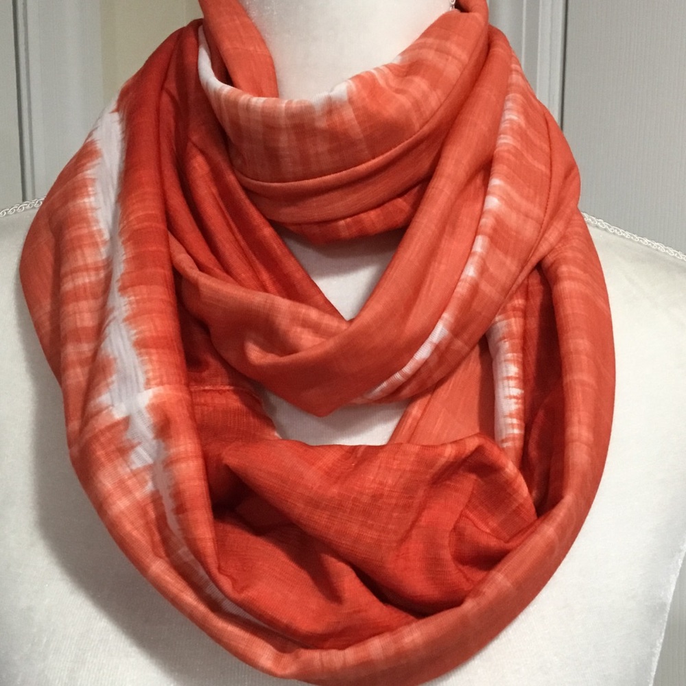 Cali and York Orange White Tie-dye Infinity Scarf